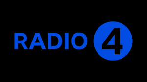 Radio 4 written out logo - blue on black backrgound
